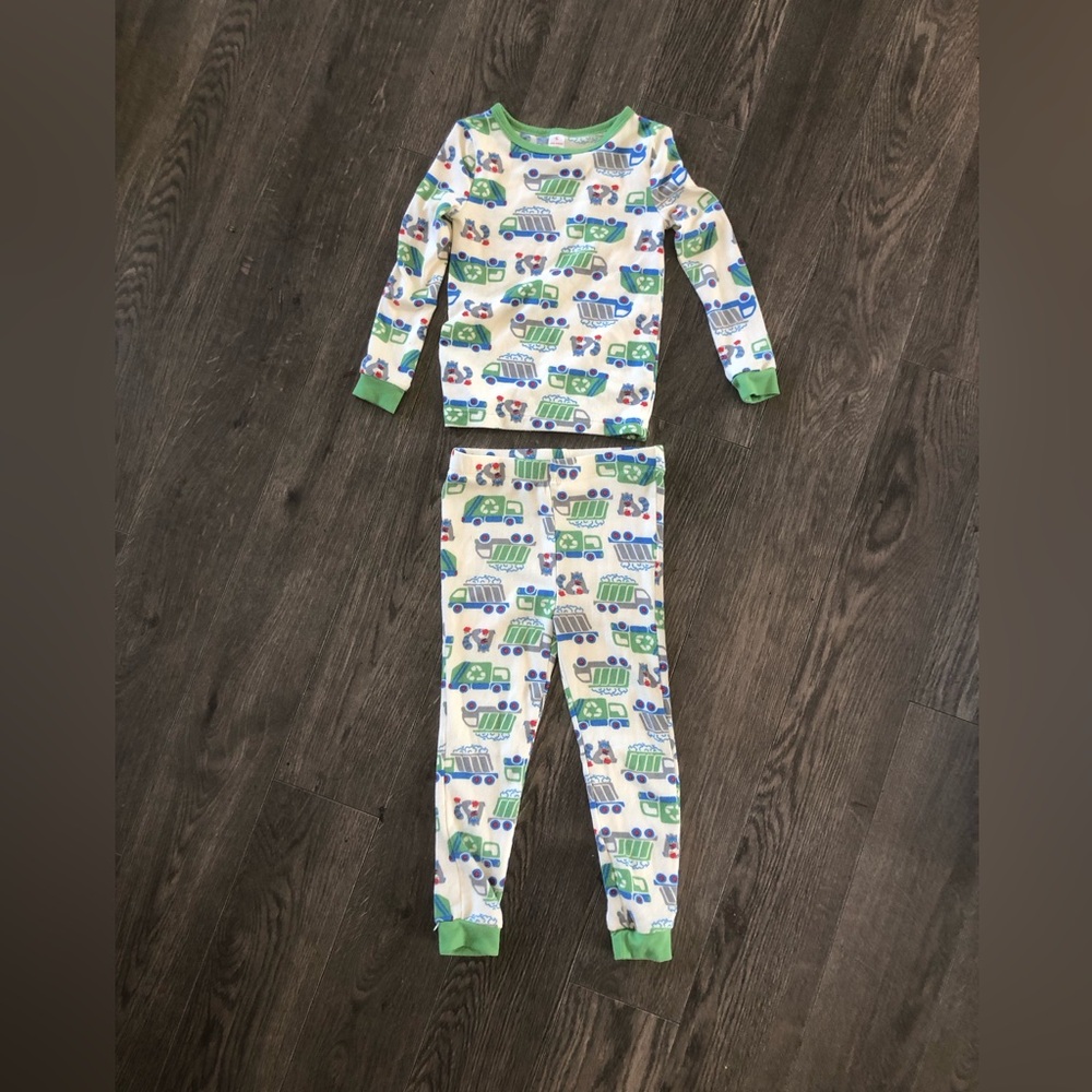 Joe Fresh Pajama Set with Green and Blue Truck Print | Size 4